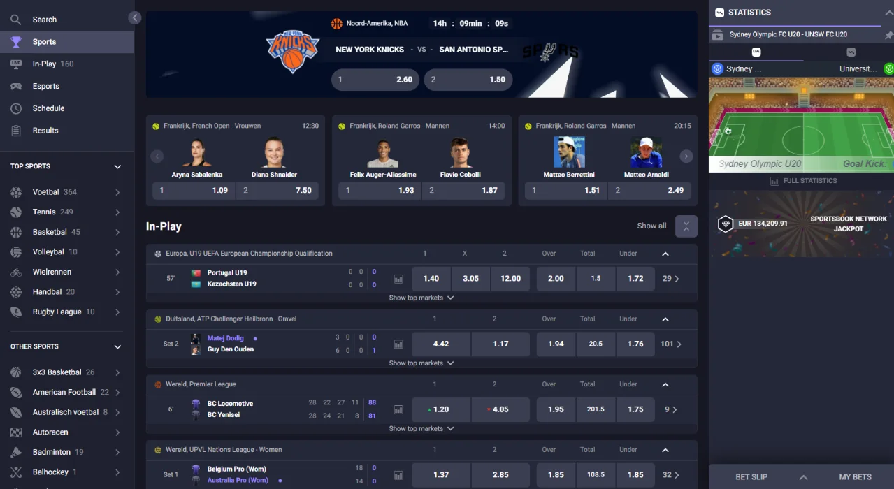 Slots Eater Casino live sportweddenschappen met odds, wedstrijden en betslip
